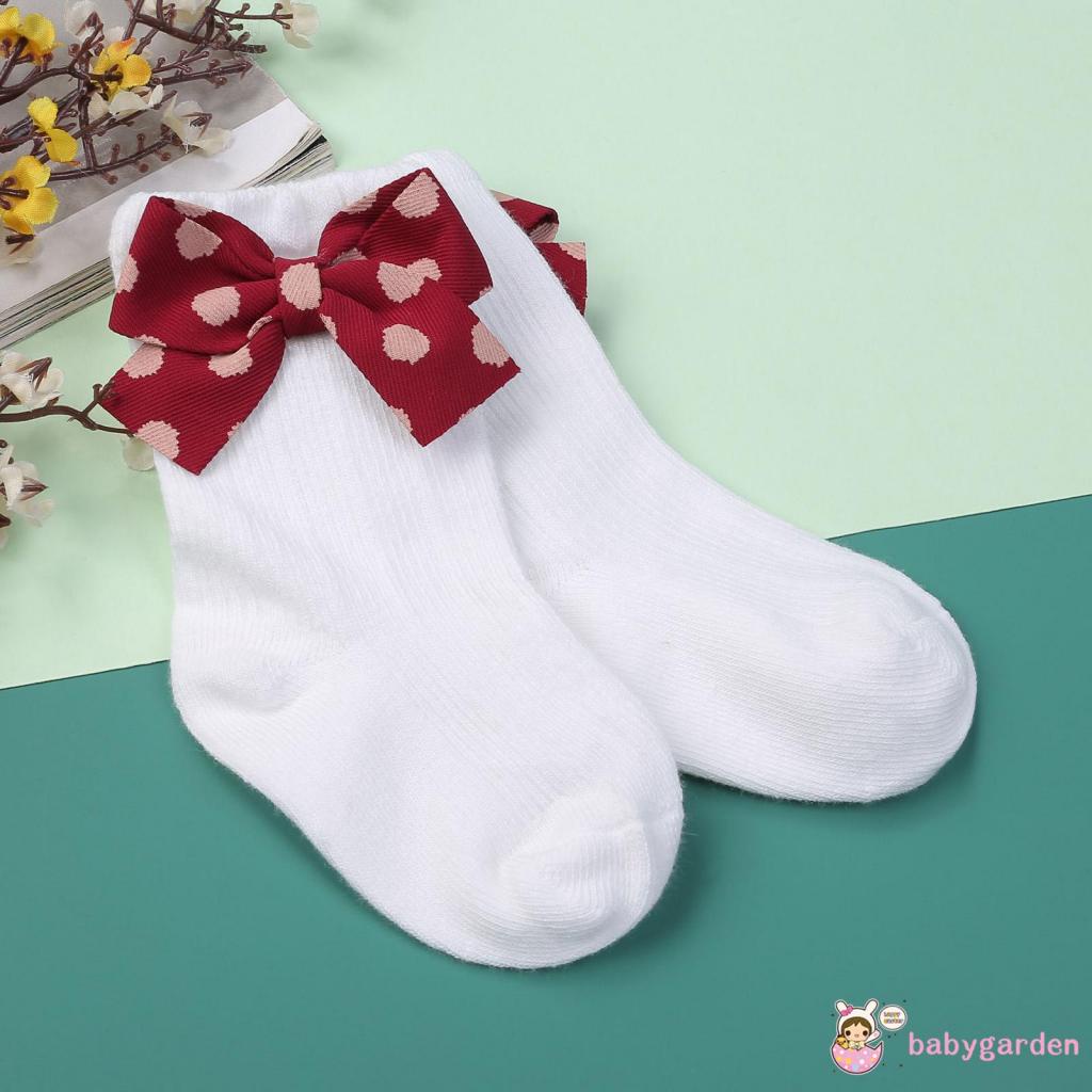 Vớ cổ cao phủ mắt cá chống trượt đính nơ cho bé gái 1-5 tuổi