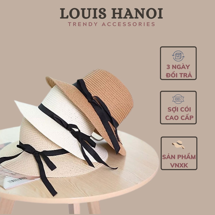 Mũ / Nón Cói Đi Biển Nữ Vành Tròn Nhỏ (Kèm Hộp Đựng) Kiểu Dáng Vintage Cột Nơ Xinh