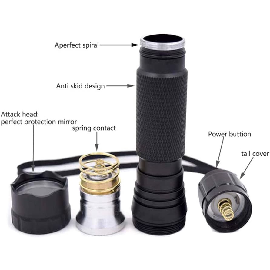 Đèn Pin Chiến Thuật 2200 Lumens Màu Đen Có Công Tắc Bật Tắt Picatinny Kèm Điều Khiển Từ Xa