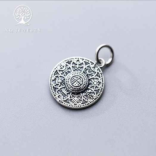 Charm bạc tròn họa tiết treo - NQ Jewelry