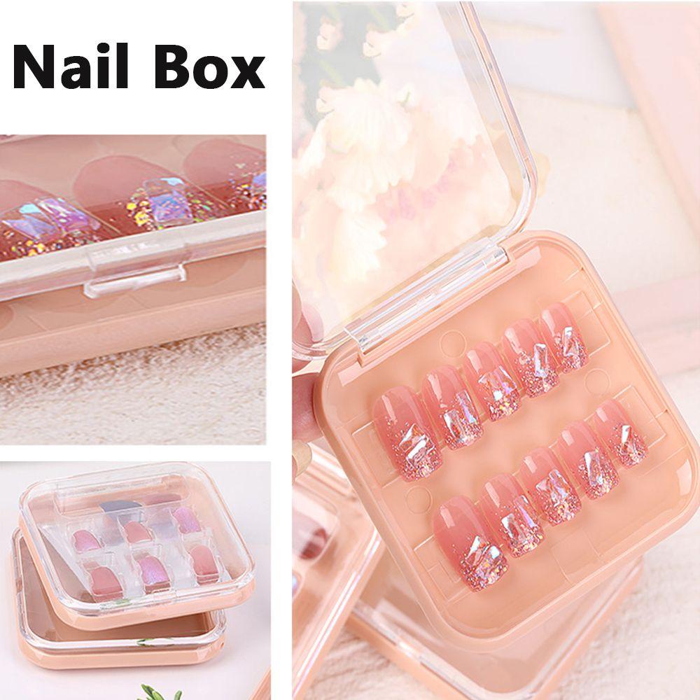 [Hàng mới về] Hộp nhựa vuông nắp trong suốt đựng móng tay giả bằng acrylic nhiều màu sắc