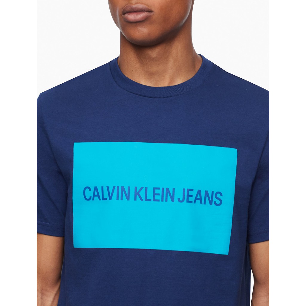 Áo Thun Nam Calvin Klein Logo Block Crewneck T-Shirt Cadet