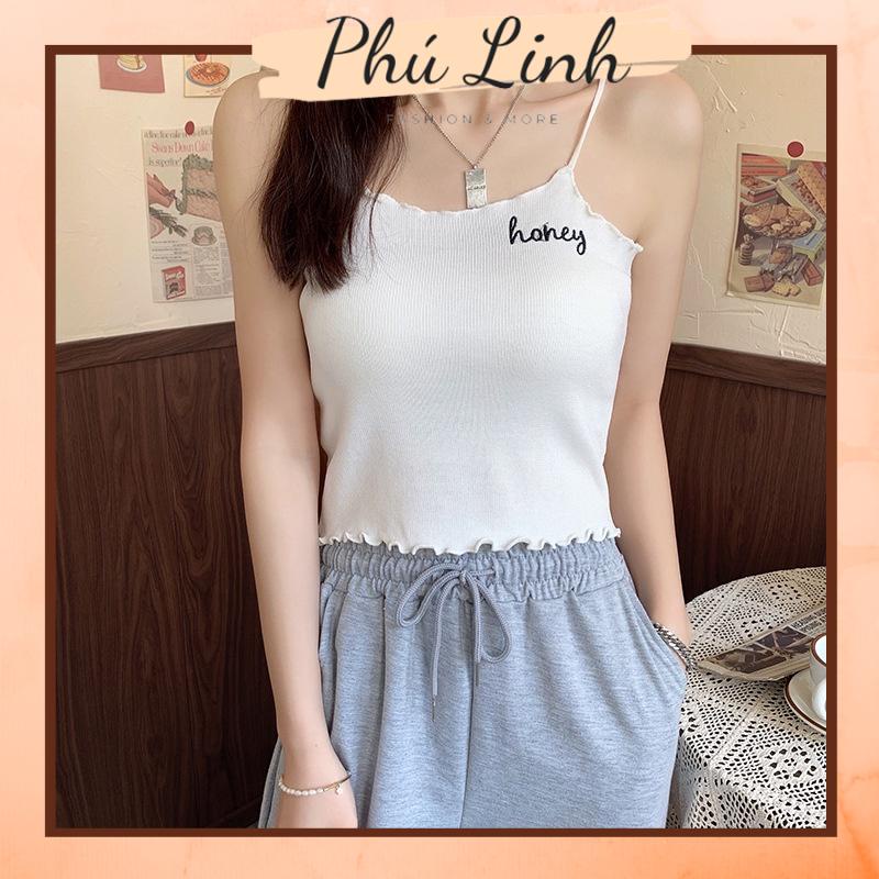 MS227 Áo 2 dây honey viền lượn sóng
