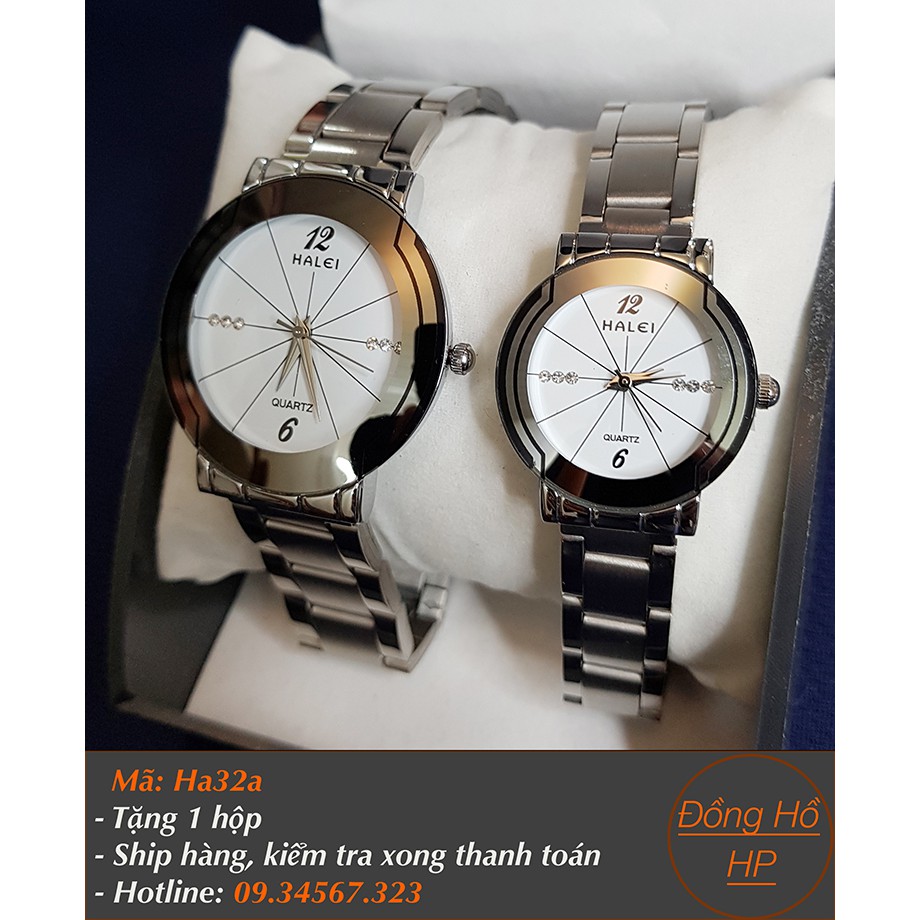 Đồng hồ đôi Halei dây bạc