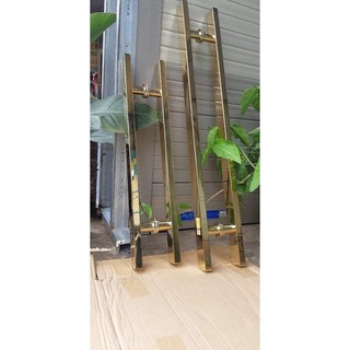 (Free Ship)-Tay nắm cửa kính cường lực, Tay  nắm vuông mạ vàng  (hàng có sẵn, bao đẹp)