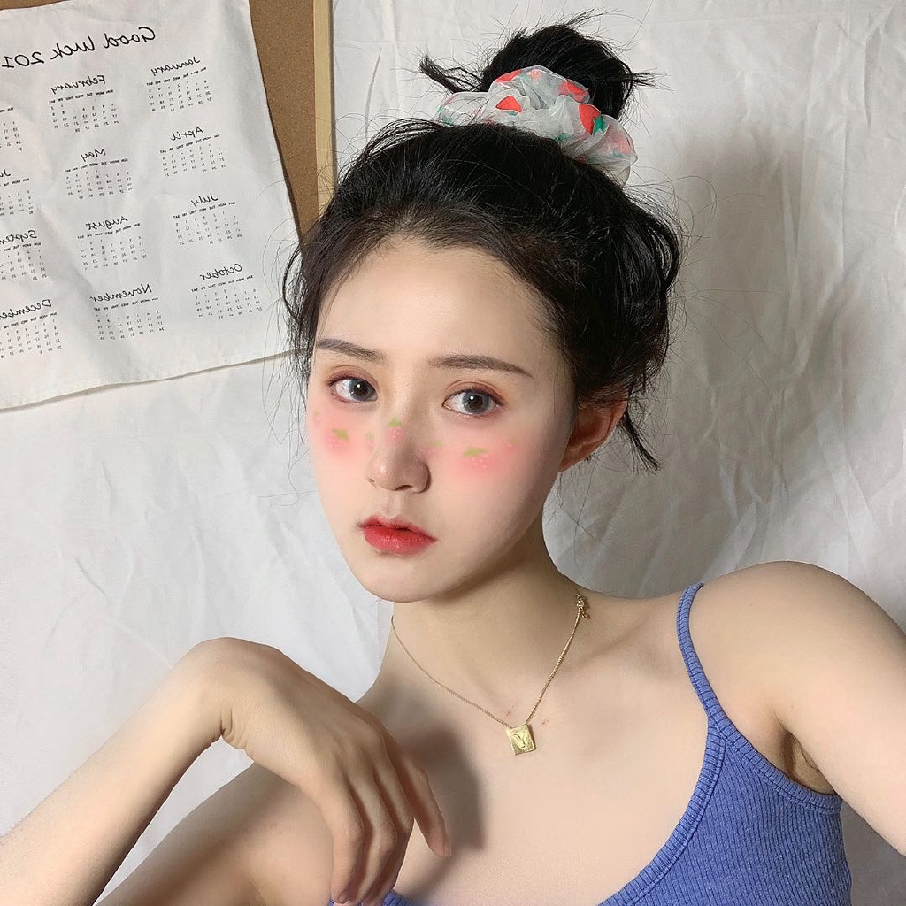 Cute Girly Strawberry Organza Large Intestine Hair Ring/ Korean Sweet Small Flower Net Yarn Elastic Hair Bands