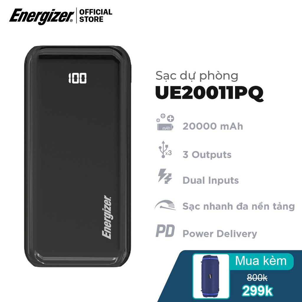 Sạc dự phòng Energizer UE20011PQ - Tích hợp sạc nhanh đa nền tảng, sạc nhanh 2 chiều cổng USB-C