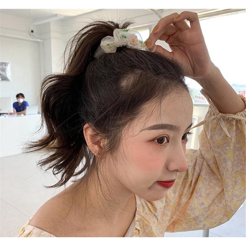 Đồ cột tóc vải in hoa cúc thời trang Hàn Quốc