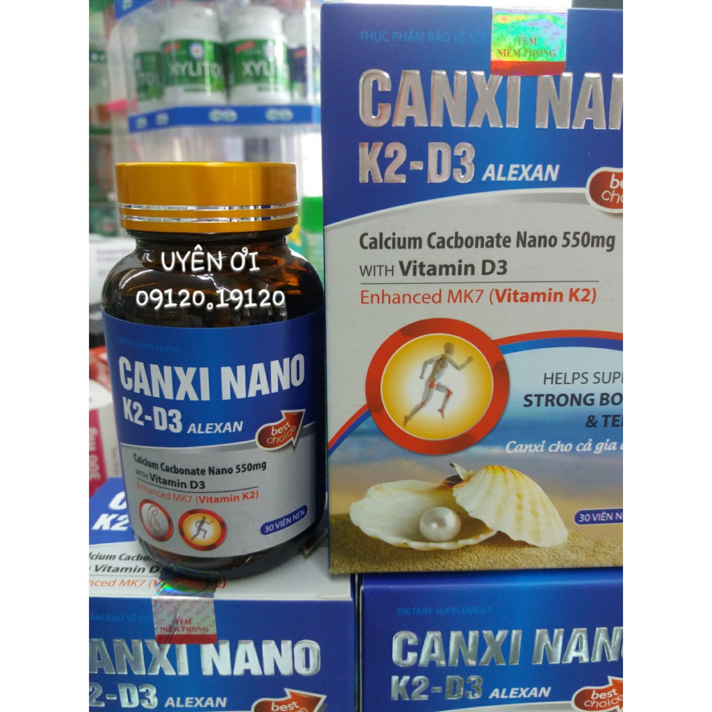 (MẪU MỚI 2021) CANXI NANO K2 D3 ALEXAN - VIÊN UỐNG BỔ SUNG CALCI NANO K2D3 CHO CẢ GIA ĐÌNH - HỘP 30 VIÊN UỐNG 30 NGÀY