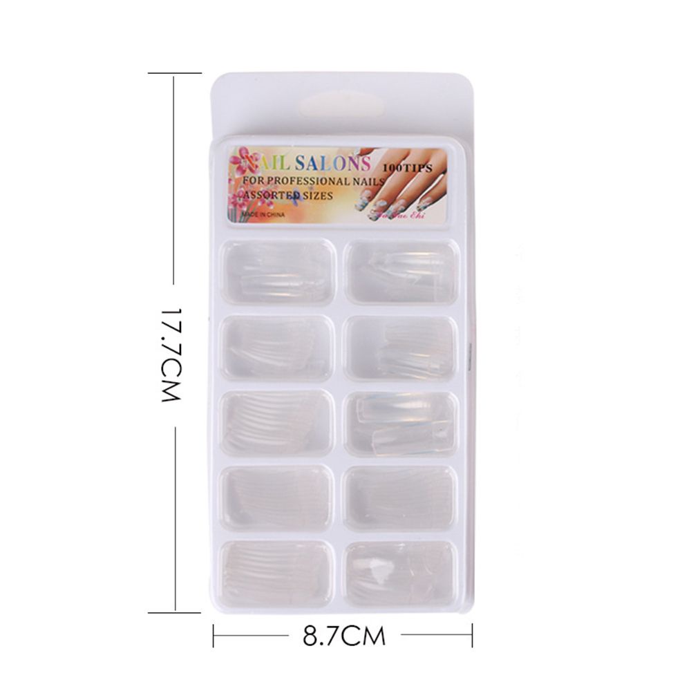 [Hàng mới về] Set 100 móng tay giả bằng nhựa abs trong suốt hình vuông 10 kích thước