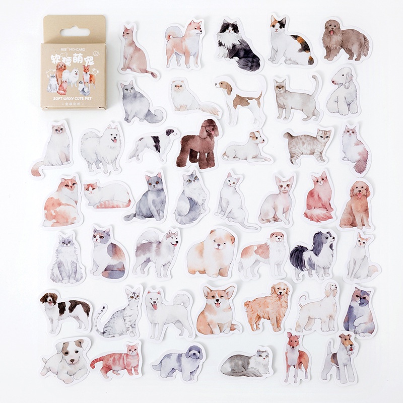 Set 45 Sticker Hình Chú Chó Mềm Mại Dễ Thương