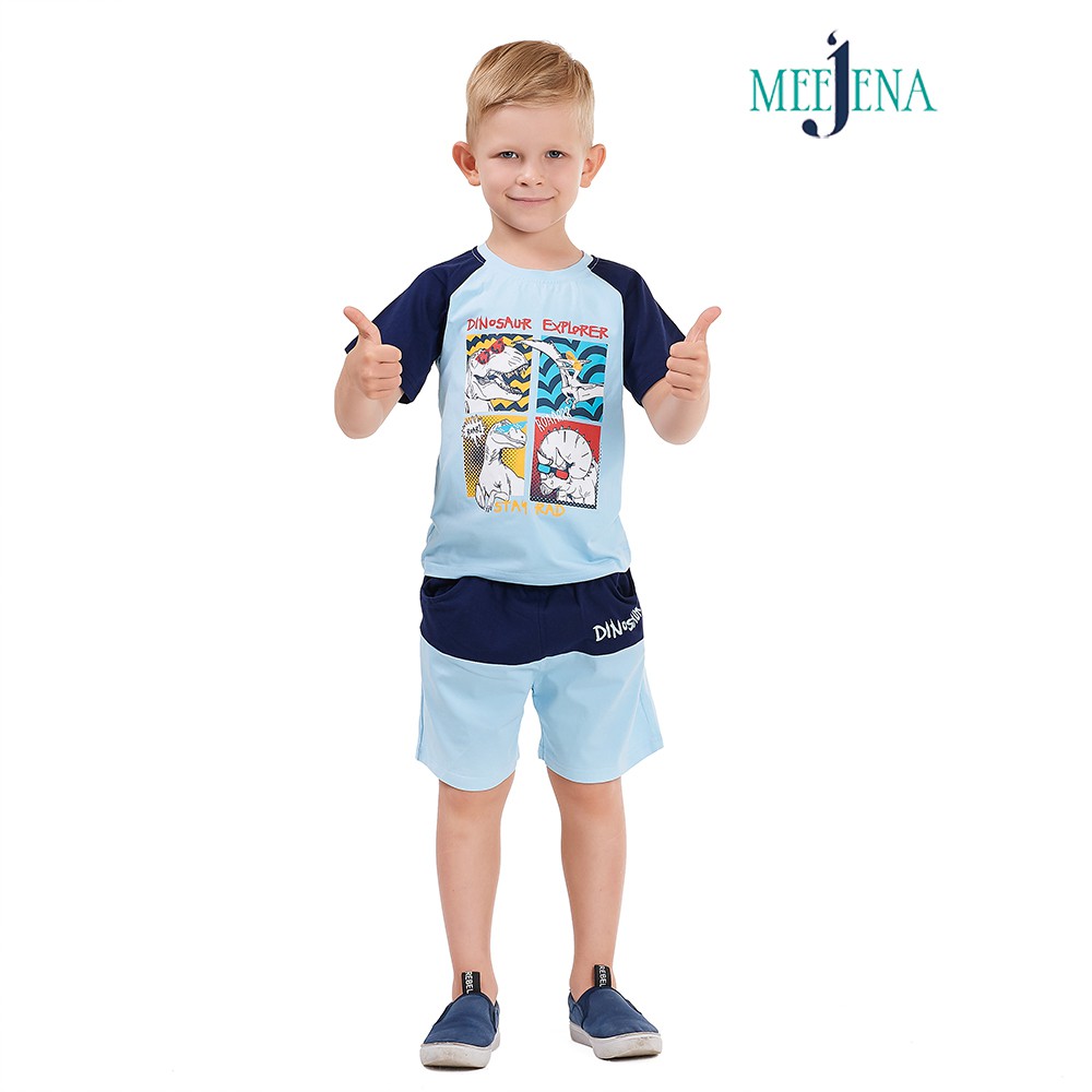 Đồ Bộ Short Thun Áo Cổ Tròn Tay Ngắn Bé Trai 18-33kg - MEEJENA - 921