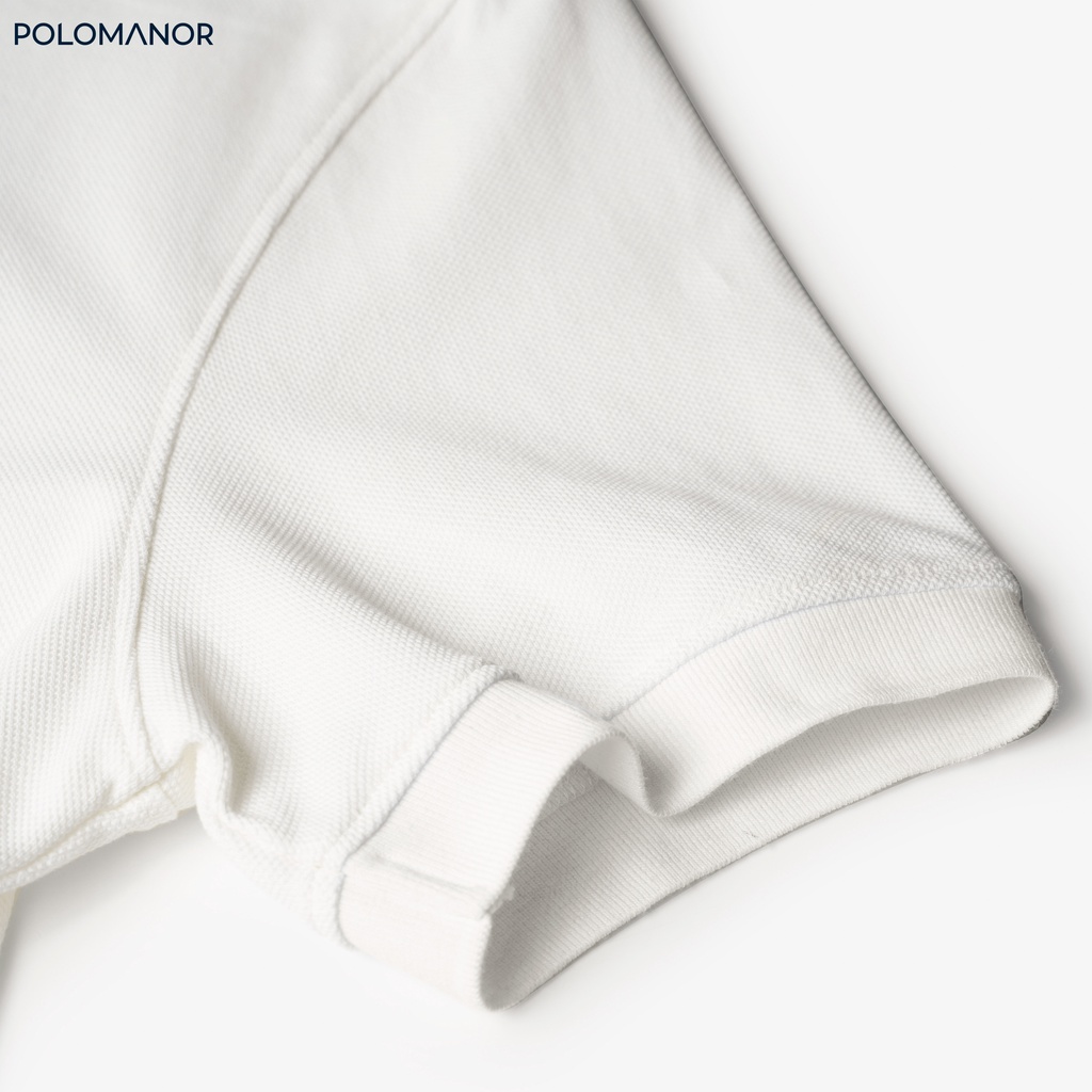 Áo Polo nam có cổ UGO-WHITE vải cá sấu cotton UNI, nam tính, thanh lịch, sang trọng - POLOMANOR