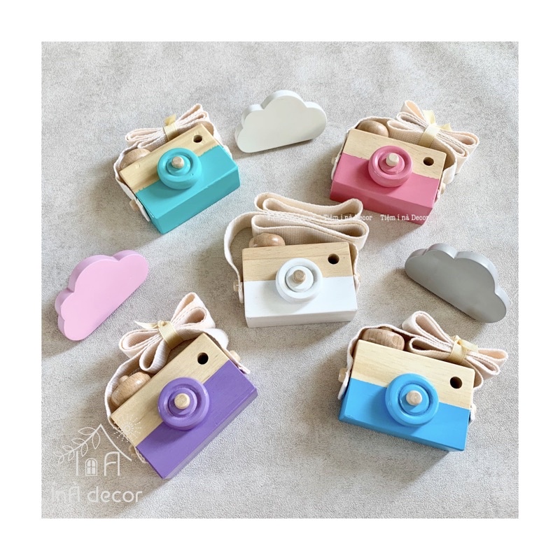 Máy chụp hình gỗ - Móc treo gỗ hình mây - Phụ kiện chụp ảnh - Đồ chơi mô hình - Trang Trí nhà cửa - Tiệm í nà decor