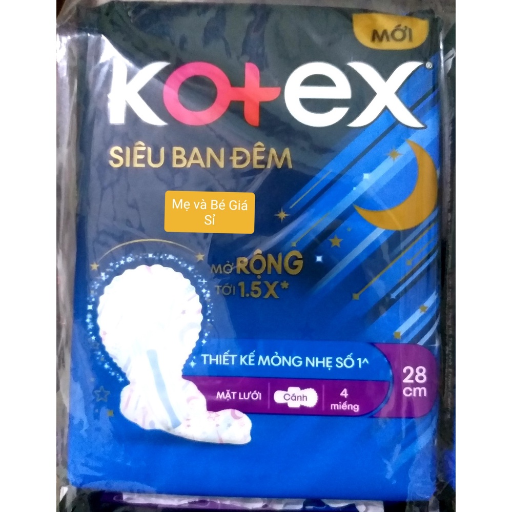 (MẪU MỚI-TẶNG 2 MIẾNG MỖI GÓI) COMBO 8 GÓI ĐÊM 28CM KOTEX MỞ RỘNG 1.5X