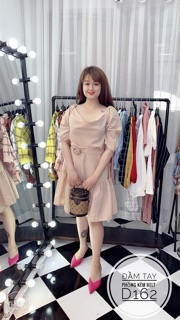 Bigsize Đầm tay phồng kèm belt D162