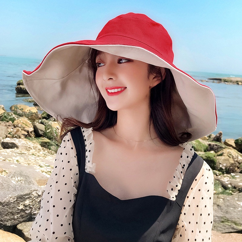 Nón vành rộng che nắng chống tia cực tím phong cách Hàn Quốc thời trang mùa hè cho nữ