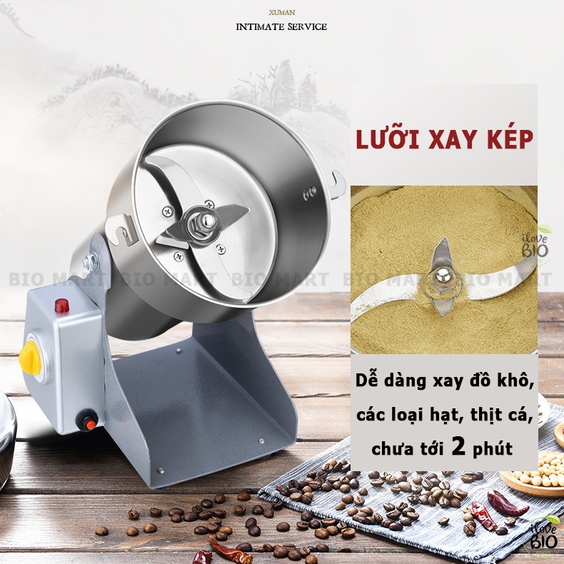 Máy xay bột khô đa năng siêu mịn SEKA 800Y - Máy nghiền đồ khô, bột, ngũ cốc, gạo, thịt cá INOX 304 1400W - BIO206