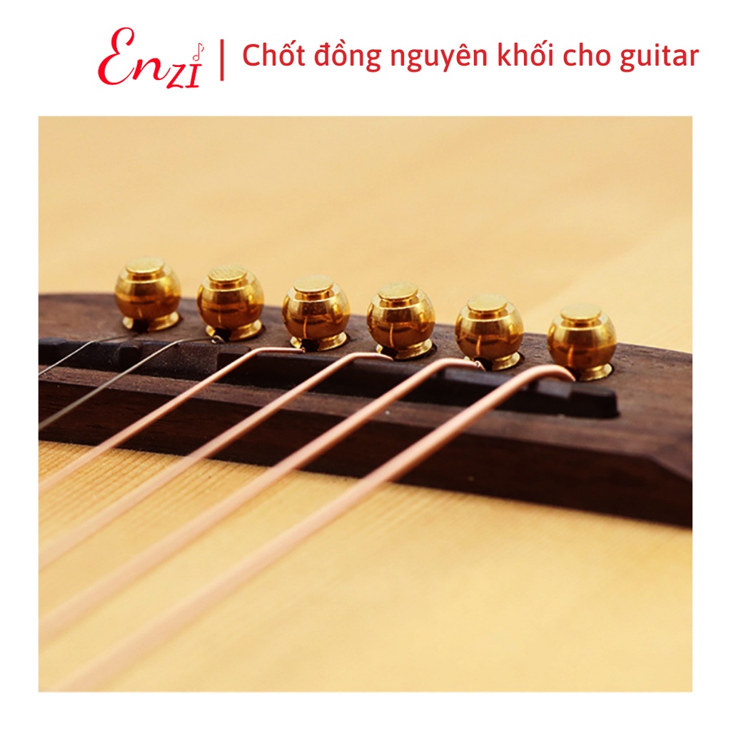 Chốt dây đàn guitar đồng thau nguyên khối đính ngọc cao cấp Enzi