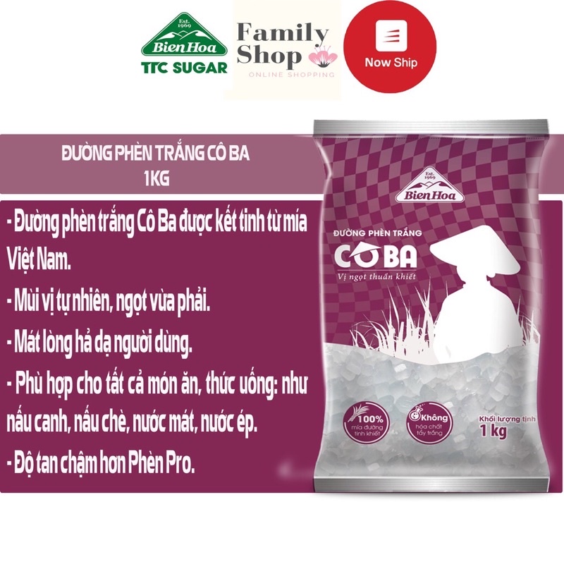 Đường Phèn Trắng Cô Ba Túi 1kg