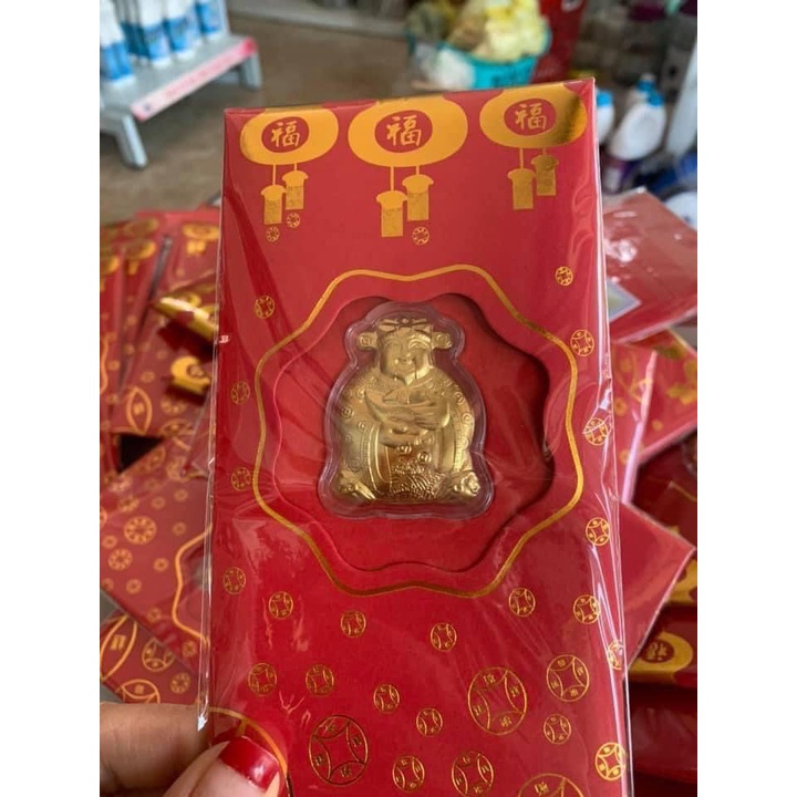 Combo 2 Bao lì xì ông thần tài mạ vàng cao cấp mang tài lộc may mắn cho mọi nhà