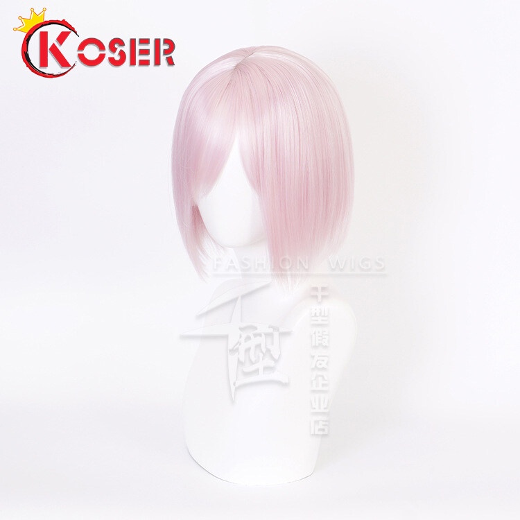 Fate Grand Order / FGO Mash / Matthew Kyrielite Cosplay Tóc ngắn màu hồng tím chịu nhiệt Cosplay trang phục tóc giả