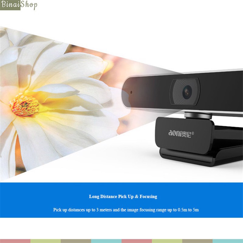 Webcam Họp Trực Tuyến Aoni A30 (Livestream FullHD 1080p 30fps, Góc Rộng 92 Độ, Lấy Nét Nhanh 0.7s)