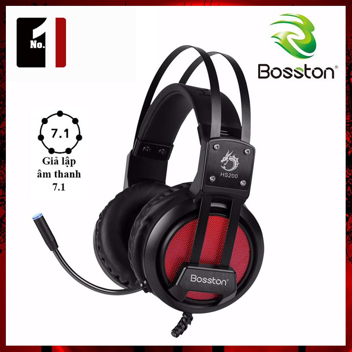 Tai Nghe Gaming LED Chụp Tai Headphone Có Dây BOSSTON HS300 Tai Nghe Nhạc Máy Vi Tính Laptop Pc