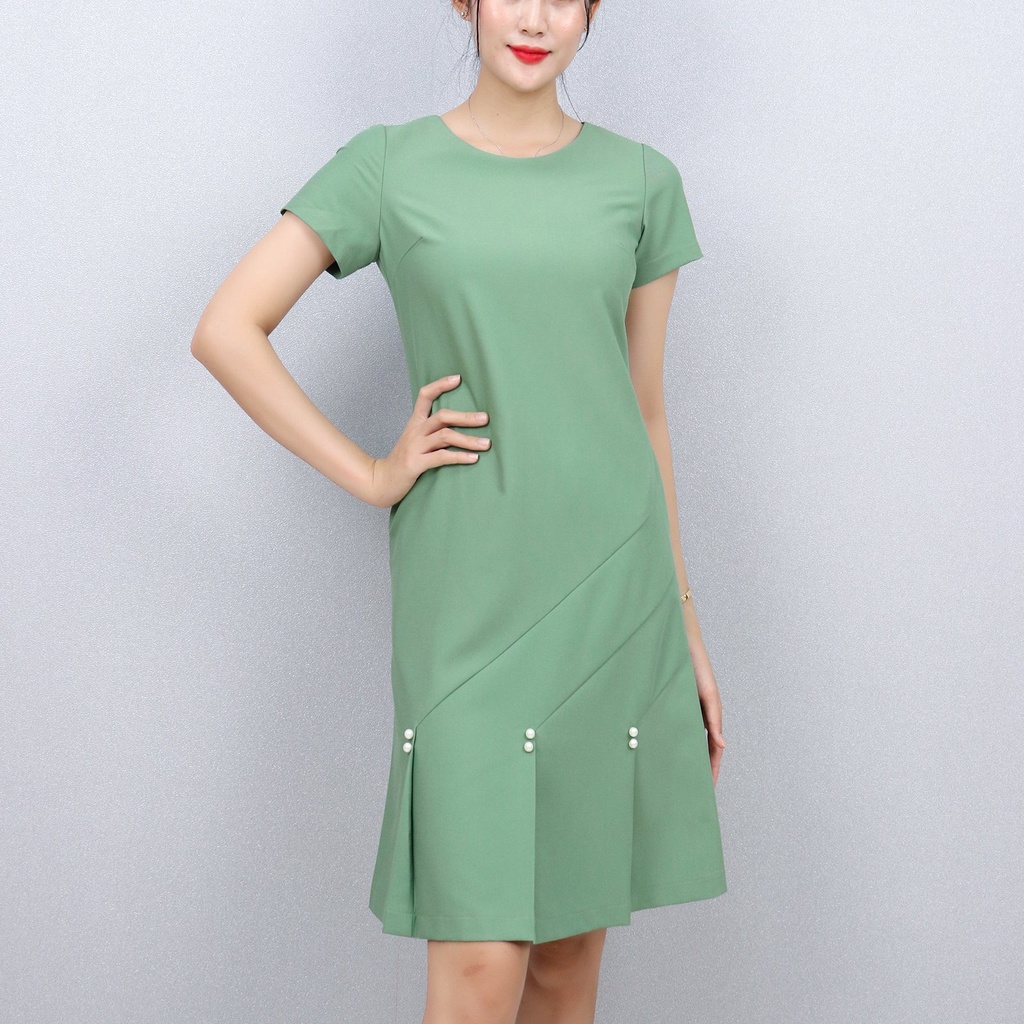 (XẢ KHO) Đầm Suông Công Sở Dự Tiệc Sang Trọng Bigsize AMYRA, Dáng Suông Che Khuyết Điểm Xếp Li Trẻ Trung Cao Cấp DA006
