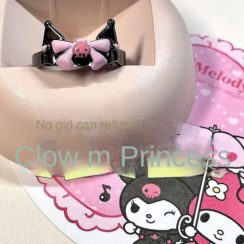 Fashion Kulomi Baku Rings Couples Rings Ins Students New Cute Cartoon CP Models Girlfriends on The Run Princess Pair Ring Female