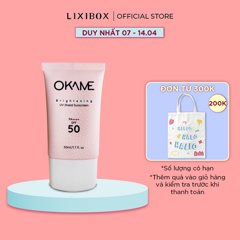 Kem chống nắng toneup quang phổ rộng Okame UV Shield Sunscreen SPF 50 PA+++ 50ml