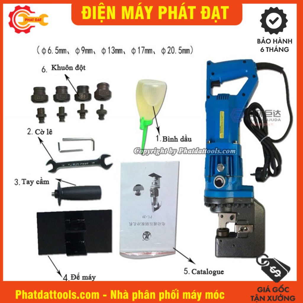 Máy đột lỗ  thủy lực chạy điện cầm tay MHP20-Kèm sẵn 5 bộ khuôn đột-Hàng chính hãng PADA-Bảo hành 6 tháng