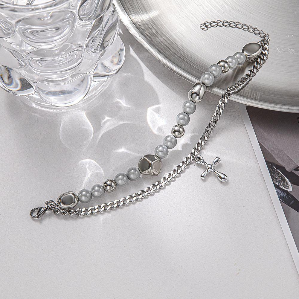 Vòng Tay Hai Lớp Mặt Thánh Giá Thời Trang Cho Nam Nữ