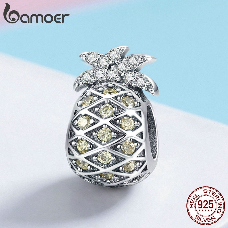 Phụ Kiện Hạt Bamoer Dùng Làm Trang Sức Hình Quả Dứa Đính Đá Đáng Yêu