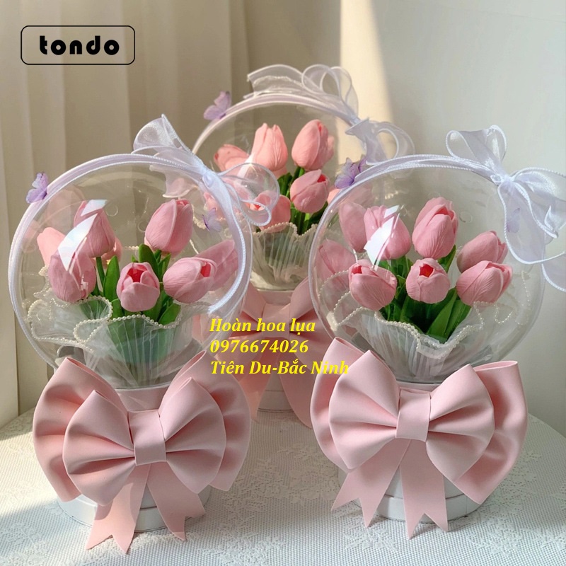 Hoa giả_hoa tuylip cao su cao 25cm có mùi thơm nhẹ, đẹp giống thật 99%