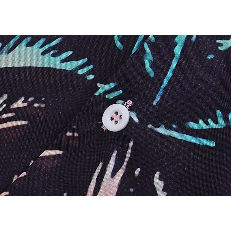 Áo Sơ Mi Tay Ngắn Nhuộm Màu Họa Tiết Trái Dừa Thoải Mái Thời Trang Mùa Hè Cho Nam 89Go