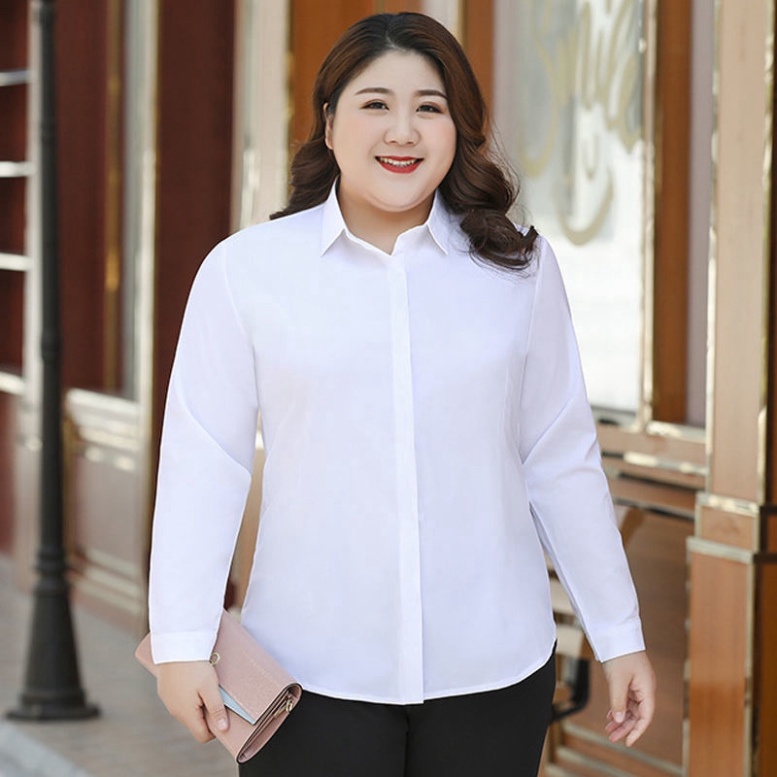 【 45-150 kg/m-8XL/2 Màu Áo Sơ Mi Dài Tay Dáng Rộng Cỡ Lớn Mùa Hè Cho Nữ Công Sở
