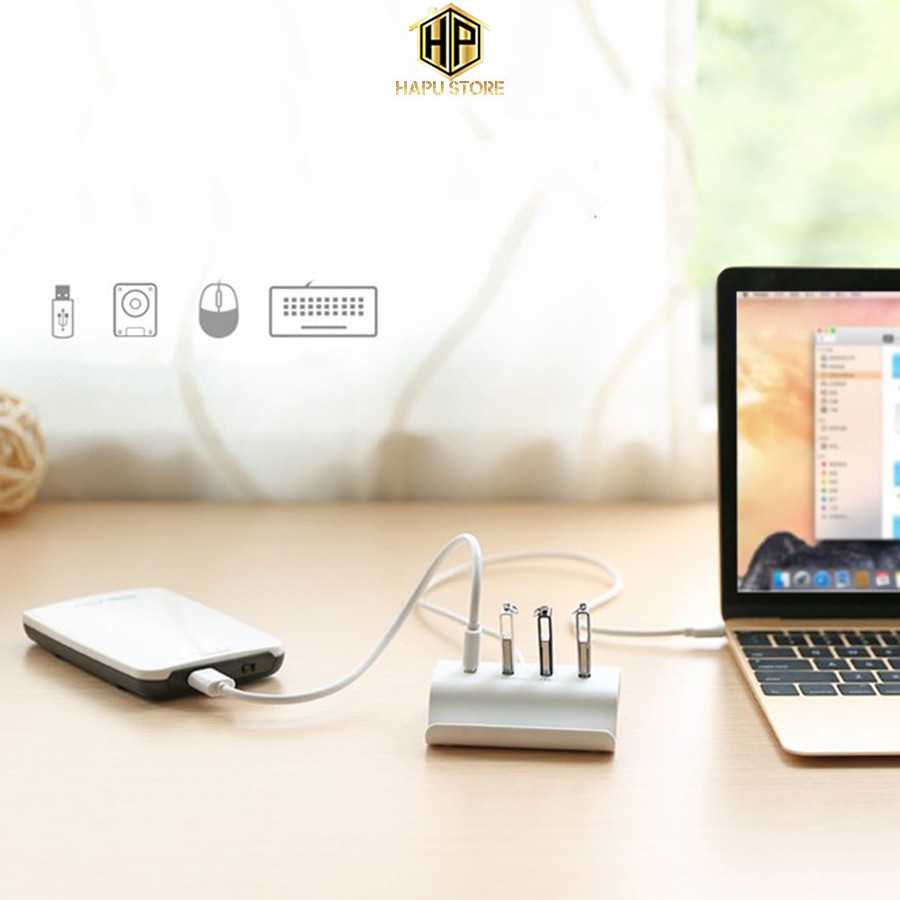 HUB USB-C 4 cổng Ugreen 30288 chuẩn USB 2.0 chính hãng - Hapustore