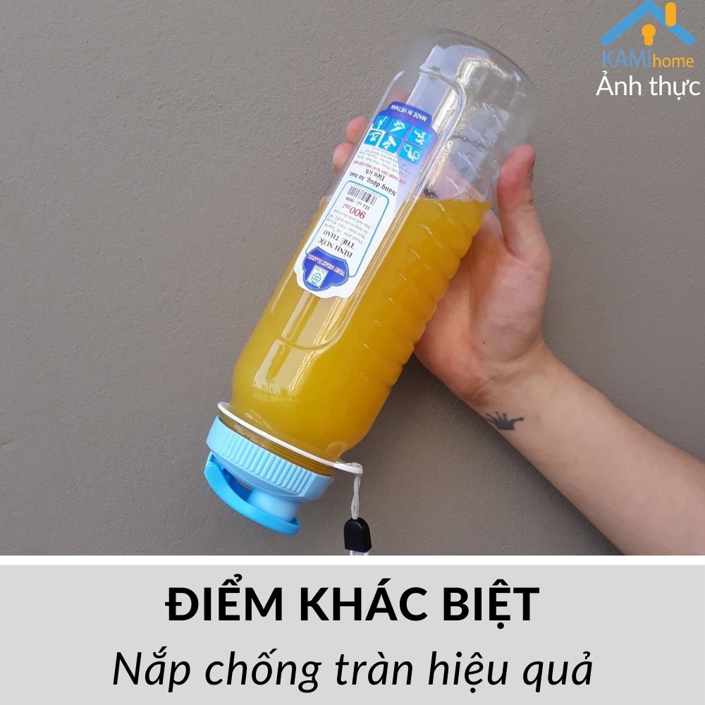 Bình uống nước thể thao Nắp bật nhựa PET cao cấp hàng Việt Nam 900ml Kami22037