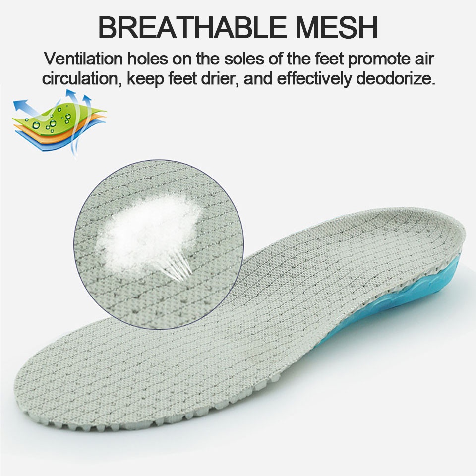Miếng Lót Giày Thể Thao Bằng Vải Lưới Silicone Co Giãn Chống Sốc Chống Mùi Thoáng Khí