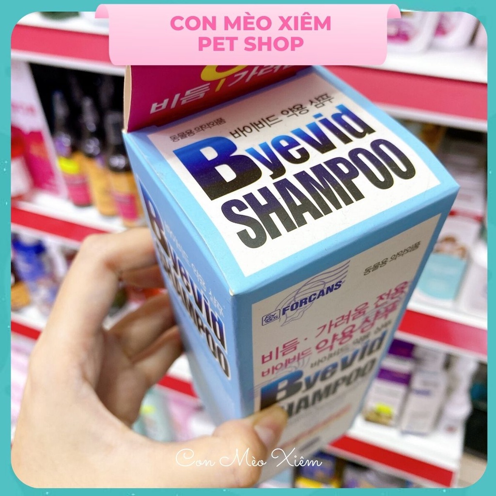 Sữa tắm chó mèo viêm da nấm Byevid 300ml forcans, dầu gội chăm sóc lông thú cưng Con Mèo Xiêm