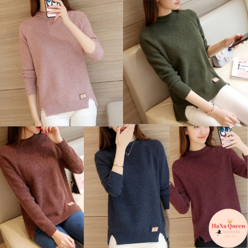 Áo len nữ mác gấu xẻ vạt phong cách Hàn Quốc (Hàng có sẵn, có ảnh thật) | BigBuy360 - bigbuy360.vn