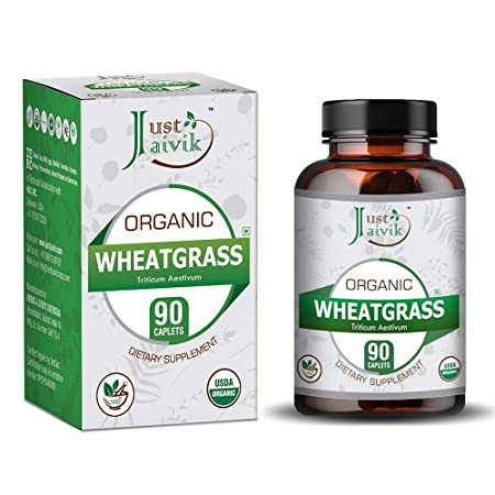 Just Jaivik Wheatgrass 750mg - Viên uống hữu cơ Cỏ Lúa Mì bổ sung các loại vitamin và dưỡng chất