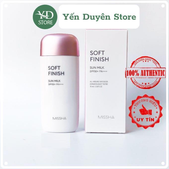 Kem Chống Nắng Siêu Căng Bóng, Kem Chống Nắng Dạng Sữa Missha Soft Finish SPF50+/PA+++ Sun Milk Tuýp 70ml