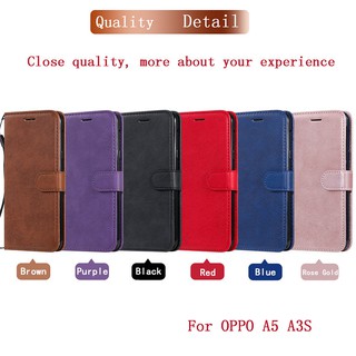 Bao điện thoại nắp gập chất giả da trơn màu dành cho điện thoại OPPO A5/A3s/A7/A5s