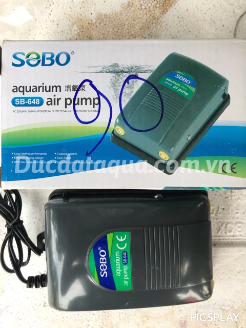 Máy sủi khí oxi sobo aquarium SB-648 2 vòi : tặng kem 2 quả sủi và 4m dây sủi