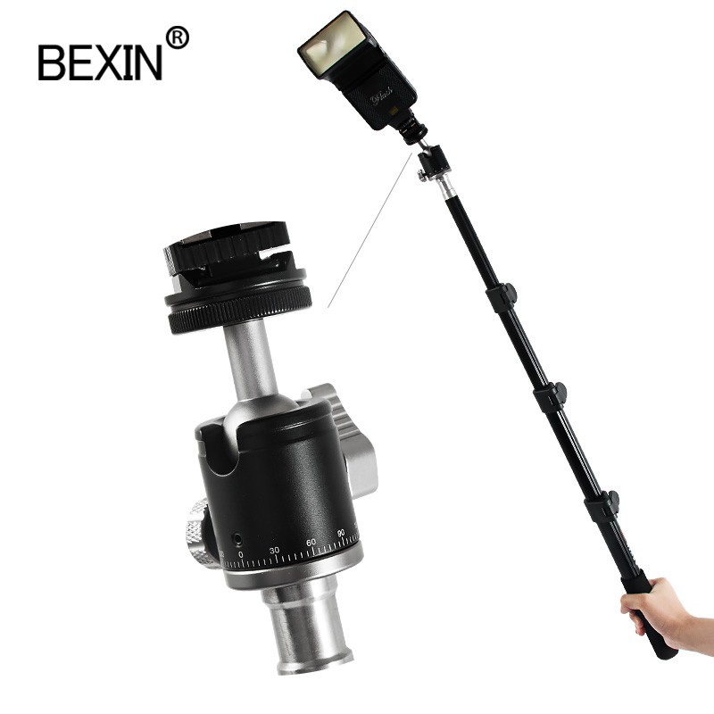 BEXIN 2PCS Mini Ballhead Monopod Tripod Head 360 Panoramic Head with Hot Shoe Base Mount Adapter for DSLR Camera Flash