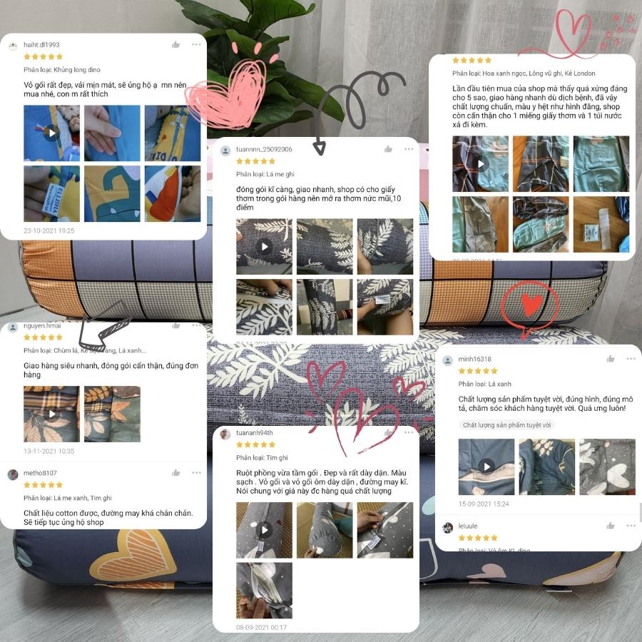 Vỏ gối ôm kéo khóa Cotton 100% DREAMHOME, bao gối ôm dây kéo bo tròn đầu dài 30x95 dùng ruột 35x100cm