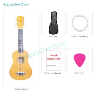 Đàn Ukulelele Mocha Soprano (Màu cafe sữa) tặng kèm bao đựng + sách học + dây dự phòng + phím gảy