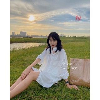Áo sơ mi lụa nắp túi cúc H26